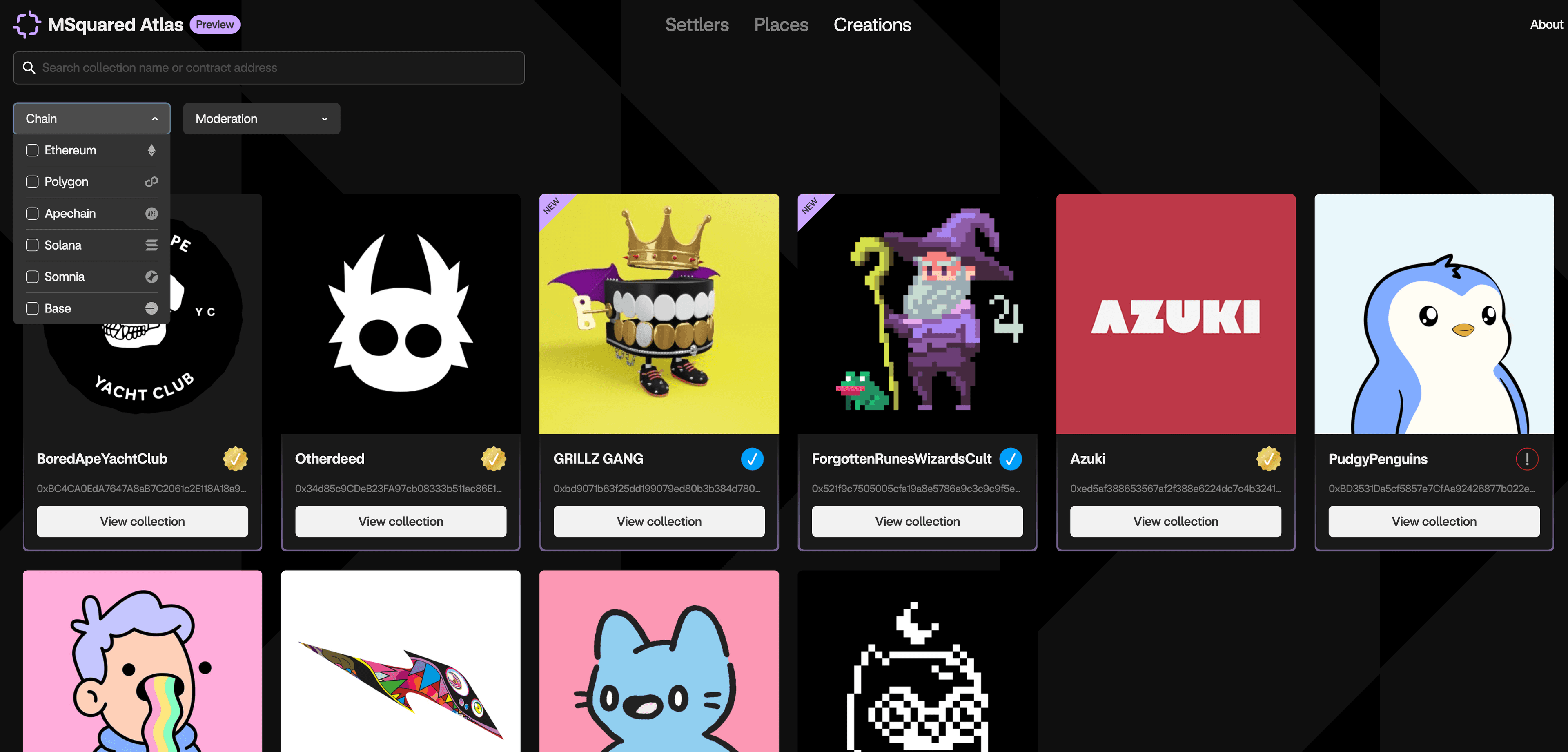 Atlas asset indexing interface showing NFTs and content from multiple chains