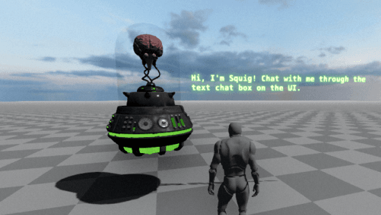 An avatar chatting with a brain in a jar